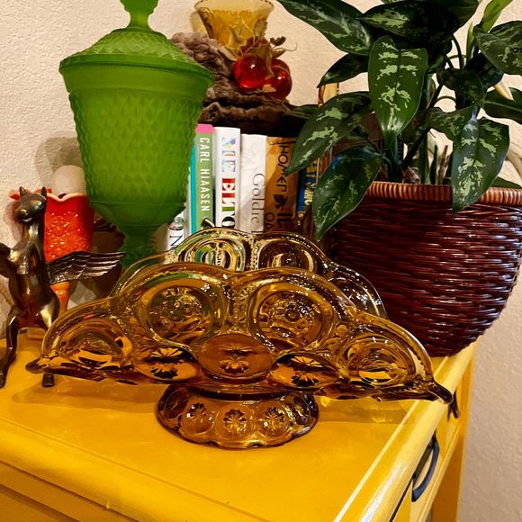 Vintage LE Smith Amber Moon & Stars Large Banana, Fruit Bowl - Picture 2 of 5